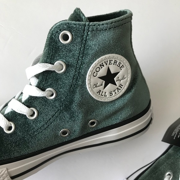 Girls Converse Green Velvet High Top Sneaker - Picture 5 of 7